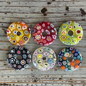 Millefiori Glass Pendant, Mixed Color, Huge 45mm Discs