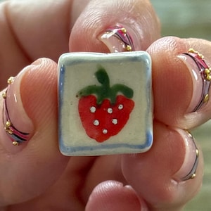 Square Strawberry Ceramic Beads