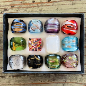 Lampwork Glass Rings, Mixed Color Infinity Style, Mixed Sizes