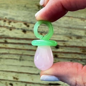 Glass Pacifier, Pink 38mm Display, Decoration, Gift New Mom Binky