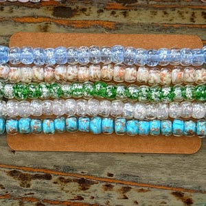 Silver Foil Glass Bead Strands, Glow in the Dark 8mm Rondell