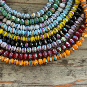 Faceted Porcelain Bead Strands, Rondelle, Mixed Color Beads, 8mm