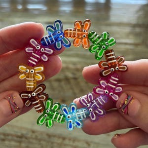 Lampwork Dragonfly Bracelet, Glass Colorful Dragonfly Beaded Bracelet