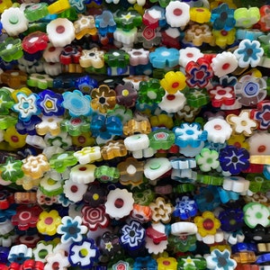 Millefiori Flower Glass Bead Strands Mixed Color Mixed Size image 5