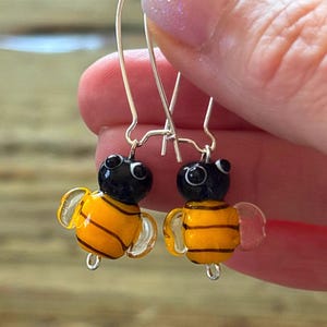 Lampwork Glass Bee Earrings