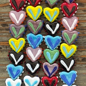 Lampwork Glasherzen Beads, bunt 16 mm Herzen
