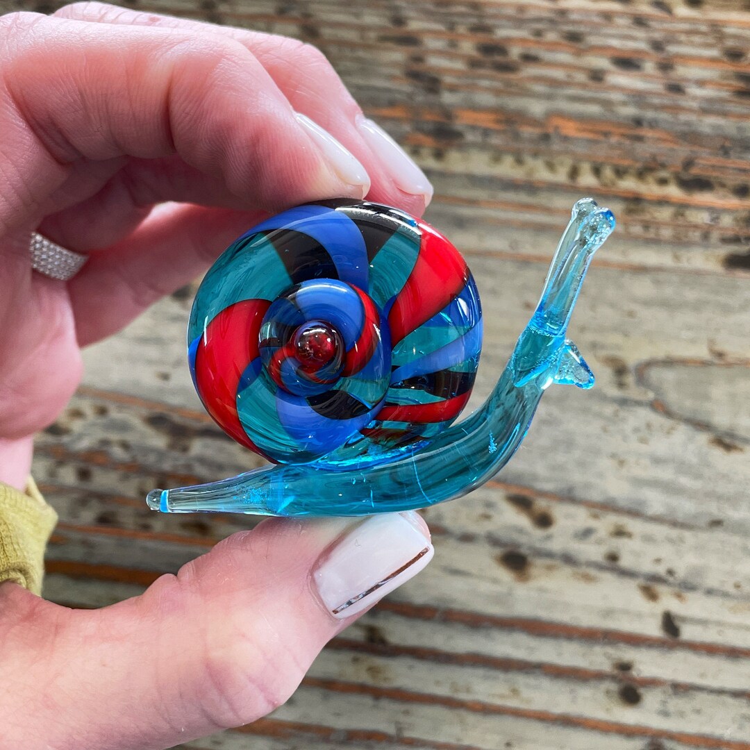 Lampwork Garden Snail, Colorful Large Glass Snail Display, Decoration ...