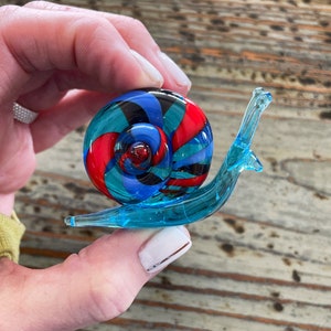 Lampwork Garden Snail,  Colorful Large Glass Snail Display, Decoration, Figurine
