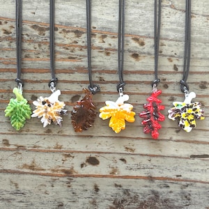 Lampwork Leaf Pendant Necklace