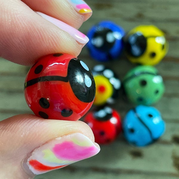 Ladybug Marbles, Lampwork Glass Marble, 17mm