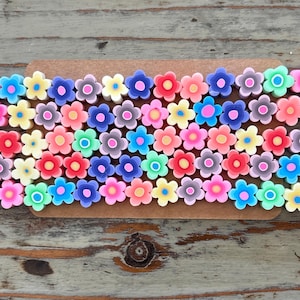Flower Polymer Clay Bead Strands, Multicolor Flower Beads