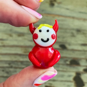 Lampwork Glass Devil, Figurka czerwona 30 mm