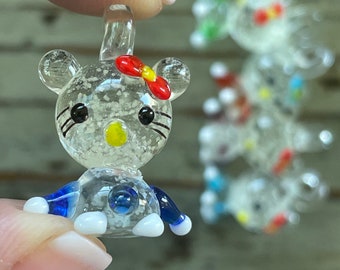 ランプワーク キティ アニマルペンダント 28 mm、スピリットアニマル