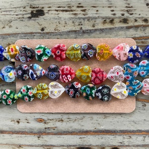 Millefiori Herz Perlen, gemischte Farbe Herz Lampwork Perlenstränge, 12 mm