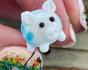 Perle de cochon au chalumeau 16 mm, adorable cochon blanc