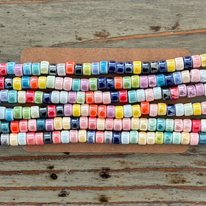 Bright Glazed Porcelain Spacer Beads, Mixed Color Ceramic Beads
