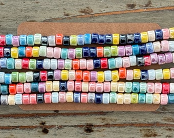 Bright Glazed Porcelain Spacer Beads, Mixed Color Ceramic Beads