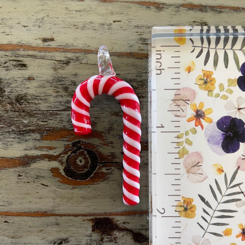 Candy Cane Ruler Lampwork Glass Ornaments, Candy Canes, 2” - Etsy