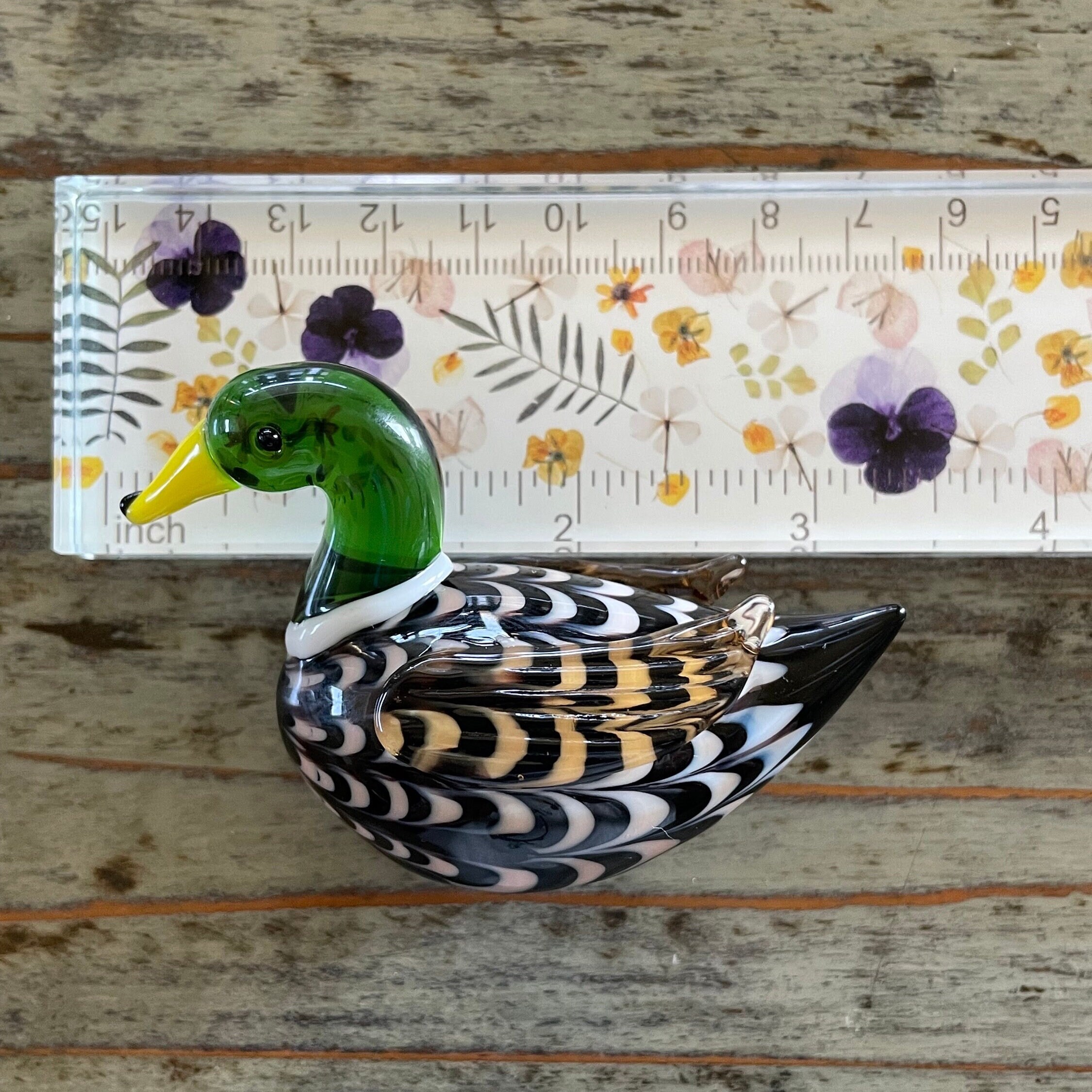 Glass Mallard Duck Figurine, Large Lampwork Classic Desktop Design