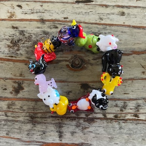 Lampwork Animal Bracelets, Glass 12~21mm Spirit Animals Beaded Bracelet, Beads of Courage