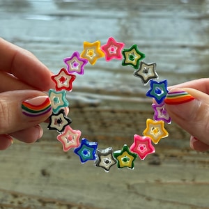 Lampwork Star Bracelets, Glass and Enamel 14mm Star Beaded Bracelet