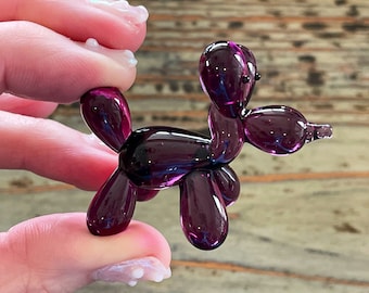 Ballon-Hundefigur, 5 cm lila Lampwork Glashund