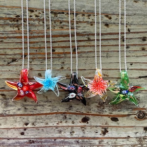 Lampwork Star Necklace, Glass Star on Silver 928 Choker