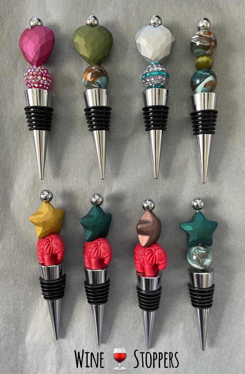 Handmade Beaded Wine Stoppers in Silver Multicolored Beads Etsy