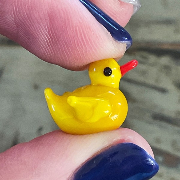 Perle canard au chalumeau 15 mm, adorable canard jaune en verre