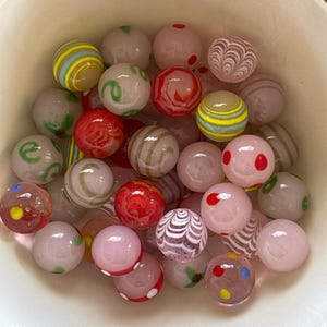 Lampwork Glass Pink Marbles, 16~18mm