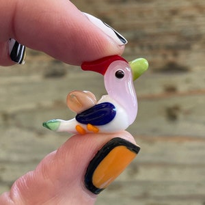 Lampwork Mallard Duck Bead 28mm, Adorable Pink Glass Duck