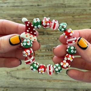 Bracelets de Noël au chalumeau, bracelet de perles de verre