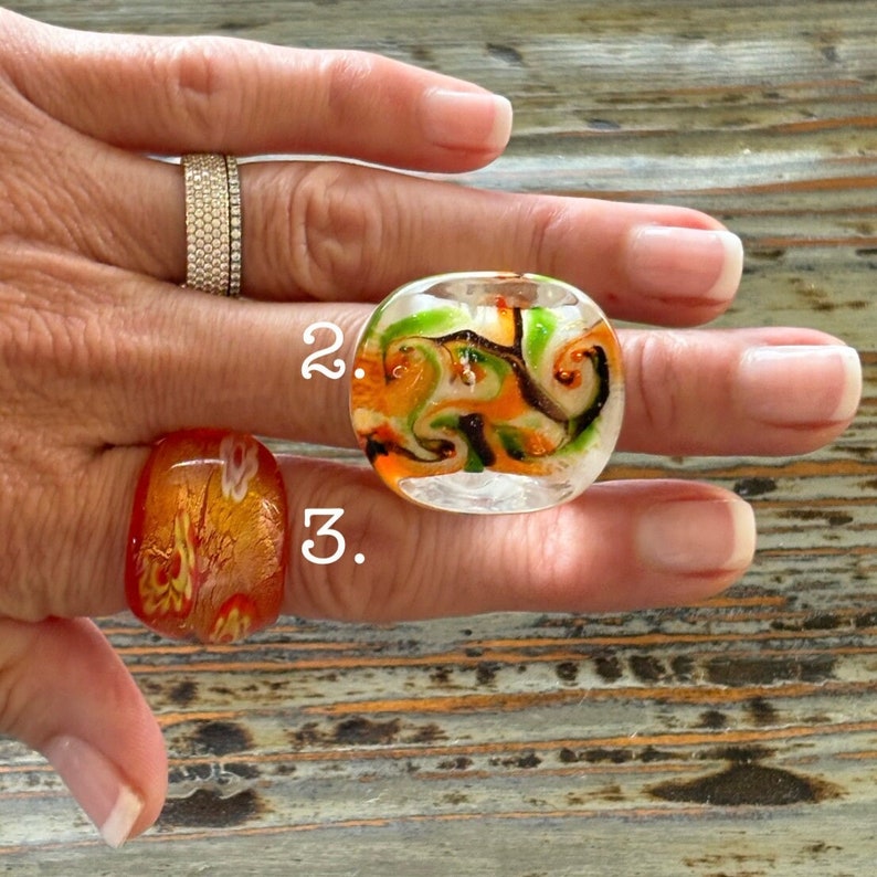 Lampwork Glass Rings, Mixed Color Infinity Style, Mixed Sizes - Etsy