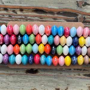 Porcelain Rondelle Bead Strands, Mixed Color, 12mm