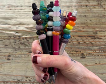 Bolígrafos con cuentas de vidrio, cuentas de lampwork sobre bolígrafo negro
