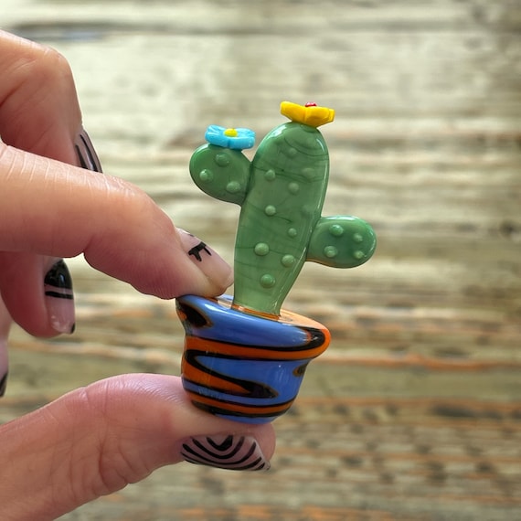 Lampwork Cactus, Glass Saguaro Cactus, Arizona Garden Display