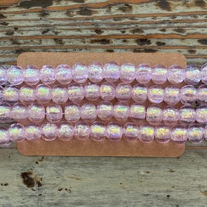 Lampwork Glass Bead Strands, Pink Silver Foil Round, 10mm