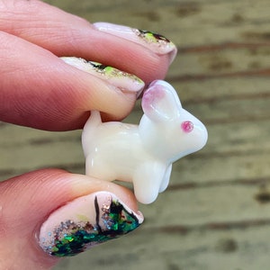 Lampwork Rabbit Bead 21mm, Adorable Glass White Bunny