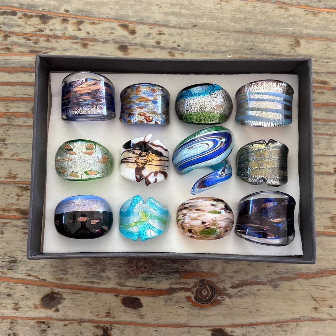 Lampwork Glass Rings, Mixed Color Infinity Ring, Mixed Sizes - Etsy
