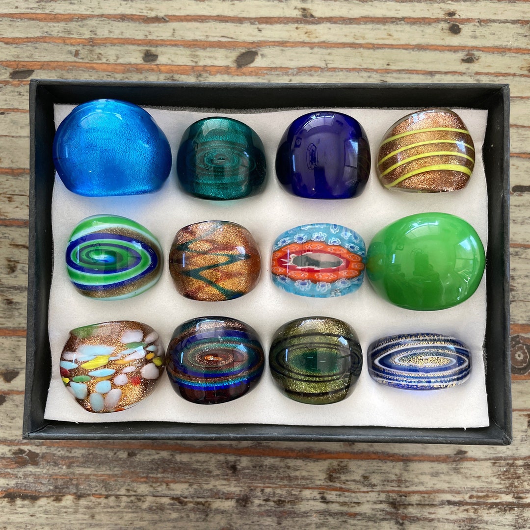 Lampwork Glass Rings, Mixed Color Infinity Style, Mixed Sizes - Etsy