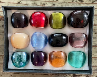 Lampwork Glass Rings, Mixed Color, Mixed Sizes