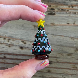 Lampwork Glass Christmas Tree with Star Decoration