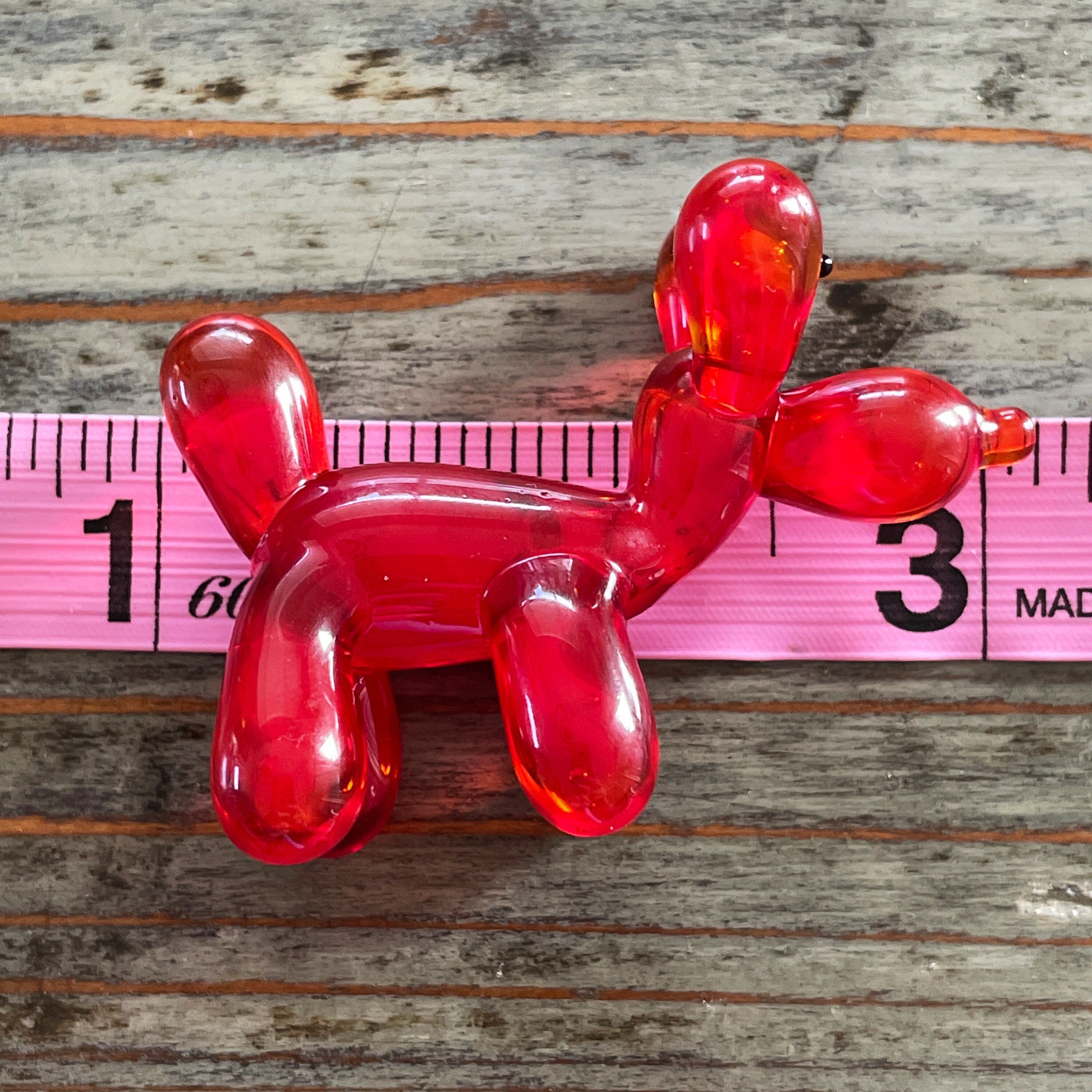 バルーンドッグの置物、2インチの赤いランプワークガラスの犬 - Etsy 日本