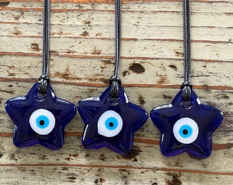 Collar de estrella de Nazar de cristal, gargantilla de estrella de mal de ojo de 46 mm con lámpara