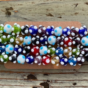 Lampwork Bead Strands, 10mm Bumpy Glass Mixed Color Round Multicolor