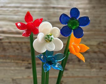 ガラスの花束、ランプワークフラワー5個 - Etsy 日本