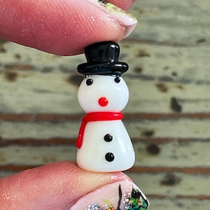 Lampwork Snowman Bead 25mm, Christmas, Winter Beads