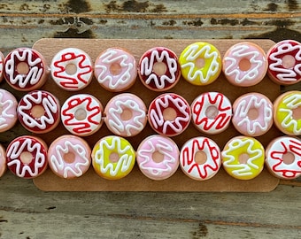 Cuentas de vidrio soplado con forma de rosquilla, cuentas de vidrio y esmalte de 16 mm