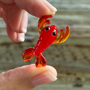 Perlina di aragosta in vetro lavorato a lume da 30 mm, aragosta in vetro rosso