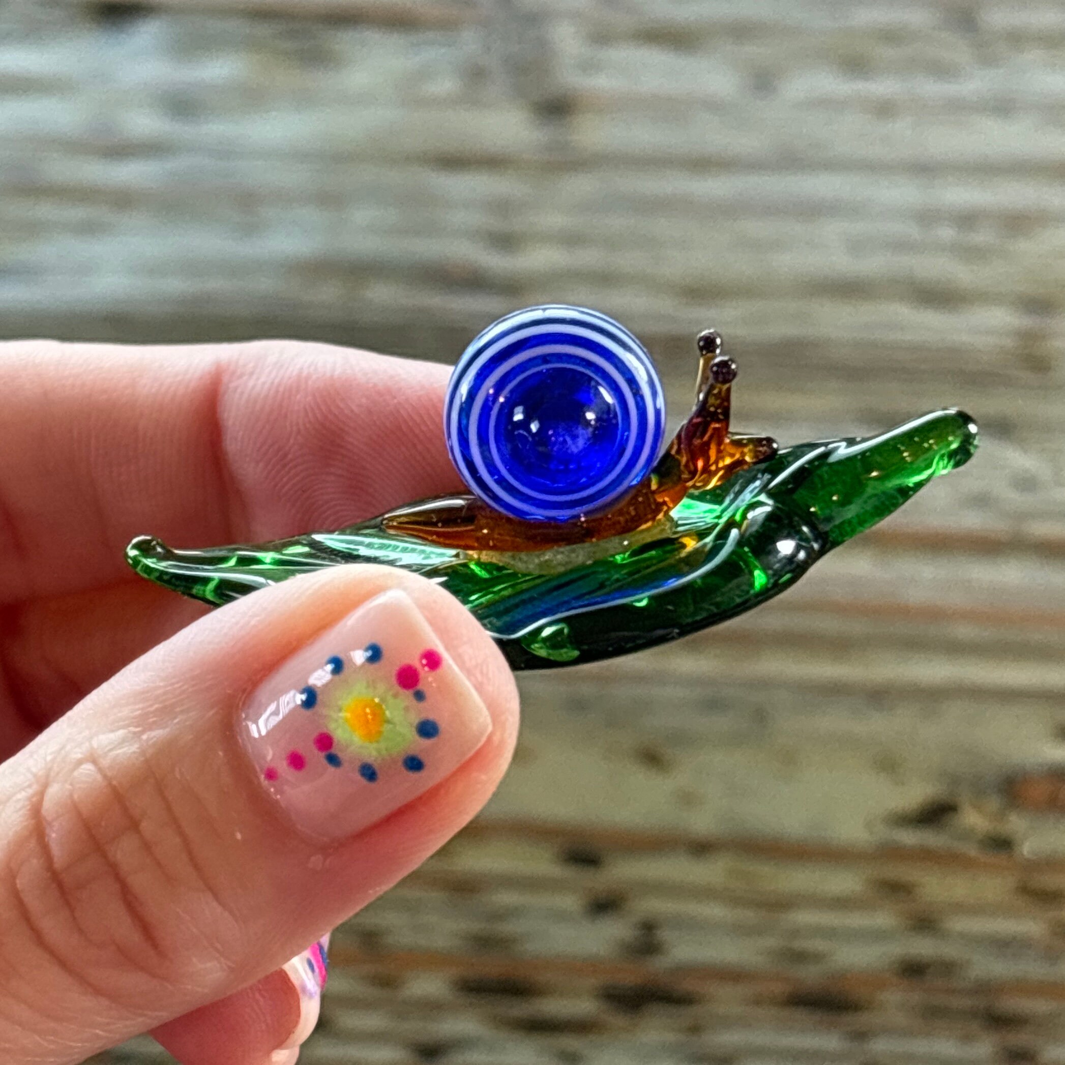 ランプワークガラスのカタツムリ、グリーンガーデンディスプレイ、装飾